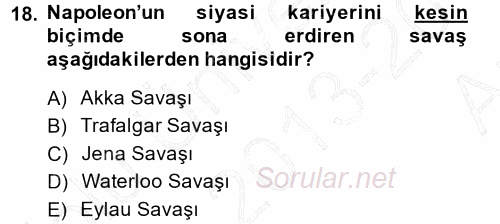 Siyasi Tarih 1 2013 - 2014 Ara Sınavı 18.Soru