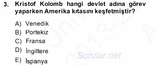 Siyasi Tarih 1 2013 - 2014 Ara Sınavı 3.Soru