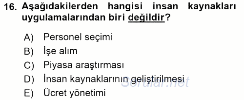 Stratejik Yönetim 1 2016 - 2017 Dönem Sonu Sınavı 16.Soru