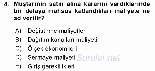 Stratejik Yönetim 1 2016 - 2017 Dönem Sonu Sınavı 4.Soru