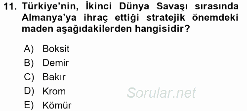 Türkiye Cumhuriyeti İktisat Tarihi 2015 - 2016 Tek Ders Sınavı 11.Soru