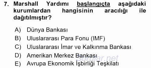 Türkiye Cumhuriyeti İktisat Tarihi 2015 - 2016 Tek Ders Sınavı 7.Soru