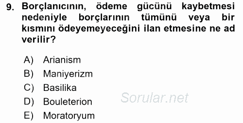 Türkiye Cumhuriyeti İktisat Tarihi 2015 - 2016 Tek Ders Sınavı 9.Soru