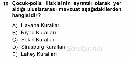 Sosyal Hizmet Mevzuatı 2014 - 2015 Dönem Sonu Sınavı 10.Soru