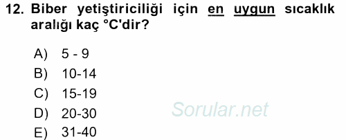 Bahçe Tarımı 2 2016 - 2017 3 Ders Sınavı 12.Soru