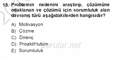 Çağrı Merkezinde Hizmet 2013 - 2014 Ara Sınavı 15.Soru