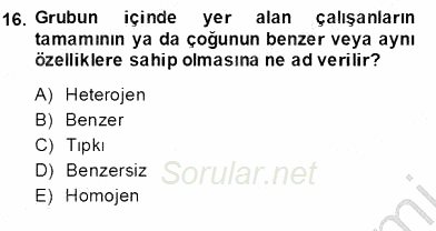 Çağrı Merkezinde Hizmet 2013 - 2014 Ara Sınavı 16.Soru