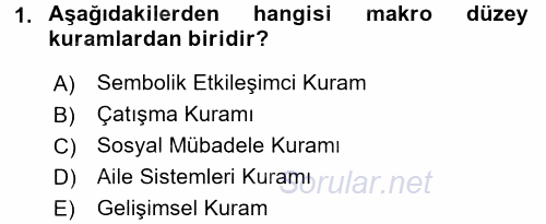 Anne Baba Eğitimi Ve Danışmanlık Hizmetleri 2017 - 2018 3 Ders Sınavı 1.Soru