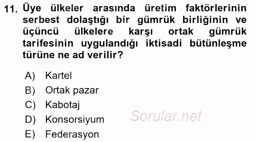 Uluslararası Kamu Maliyesi 2017 - 2018 3 Ders Sınavı 11.Soru