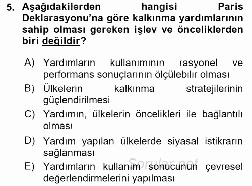 Uluslararası Kamu Maliyesi 2017 - 2018 3 Ders Sınavı 5.Soru