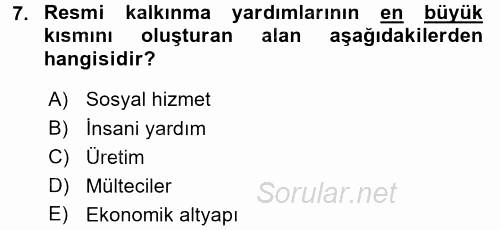Uluslararası Kamu Maliyesi 2017 - 2018 3 Ders Sınavı 7.Soru