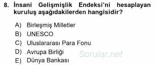 Uluslararası Kamu Maliyesi 2017 - 2018 3 Ders Sınavı 8.Soru