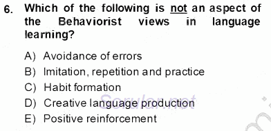 Çocuklara Yabancı Dil Öğretimi 1 2013 - 2014 Tek Ders Sınavı 6.Soru