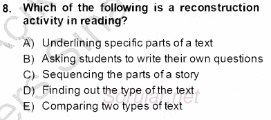 Çocuklara Yabancı Dil Öğretimi 1 2013 - 2014 Tek Ders Sınavı 8.Soru