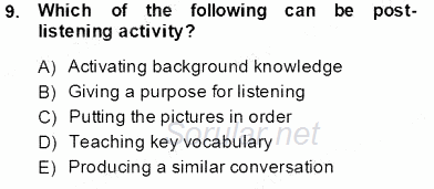 Çocuklara Yabancı Dil Öğretimi 1 2013 - 2014 Tek Ders Sınavı 9.Soru