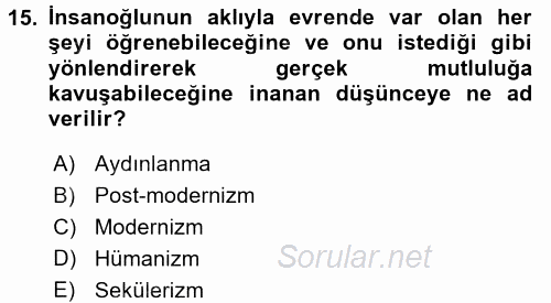 Örgüt Kuramı 2017 - 2018 Dönem Sonu Sınavı 15.Soru