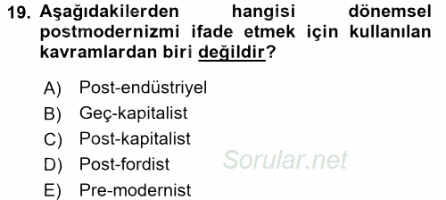 Örgüt Kuramı 2017 - 2018 Dönem Sonu Sınavı 19.Soru