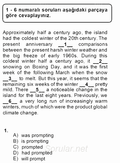 Bağlamsal Dilbilgisi 2 2012 - 2013 Dönem Sonu Sınavı 1.Soru