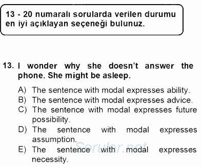 Bağlamsal Dilbilgisi 2 2012 - 2013 Dönem Sonu Sınavı 13.Soru