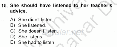 Bağlamsal Dilbilgisi 2 2012 - 2013 Dönem Sonu Sınavı 15.Soru