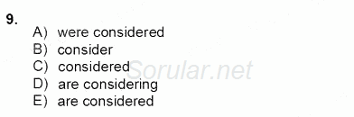 Bağlamsal Dilbilgisi 2 2012 - 2013 Dönem Sonu Sınavı 9.Soru