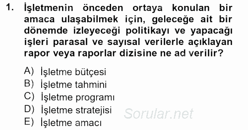 Lojistik Maliyetleri ve Raporlama 2 2012 - 2013 Dönem Sonu Sınavı 1.Soru