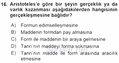 İlkçağ Felsefesi 2015 - 2016 Dönem Sonu Sınavı 16.Soru