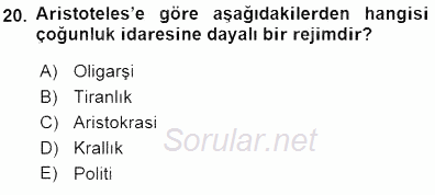 İlkçağ Felsefesi 2015 - 2016 Dönem Sonu Sınavı 20.Soru