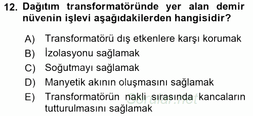 Elektrik Enerjisi İletimi ve Dağıtımı 2015 - 2016 Dönem Sonu Sınavı 12.Soru