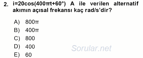 Elektrik Enerjisi İletimi ve Dağıtımı 2015 - 2016 Dönem Sonu Sınavı 2.Soru