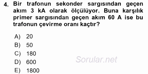 Elektrik Enerjisi İletimi ve Dağıtımı 2015 - 2016 Dönem Sonu Sınavı 4.Soru
