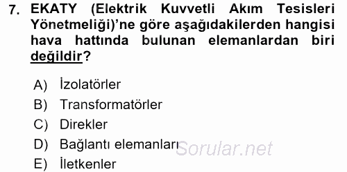 Elektrik Enerjisi İletimi ve Dağıtımı 2015 - 2016 Dönem Sonu Sınavı 7.Soru
