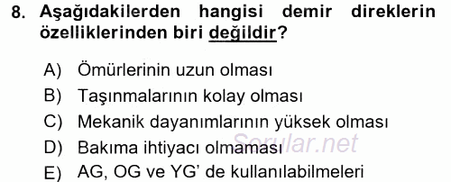 Elektrik Enerjisi İletimi ve Dağıtımı 2015 - 2016 Dönem Sonu Sınavı 8.Soru