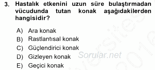 Veteriner Mikrobiyoloji ve Epidemiyoloji 2015 - 2016 Ara Sınavı 3.Soru