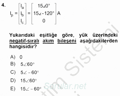 Güç Sistemleri Analizi 2015 - 2016 Dönem Sonu Sınavı 4.Soru