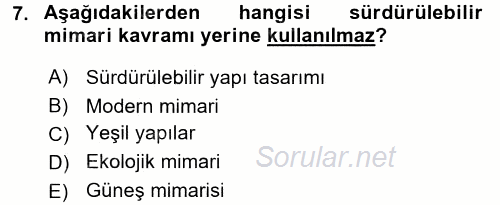 Peyzaj Çevre ve Tarım 2015 - 2016 Dönem Sonu Sınavı 7.Soru