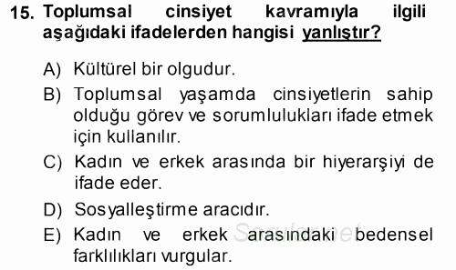 Çalışma Sosyolojisi 2014 - 2015 Tek Ders Sınavı 15.Soru