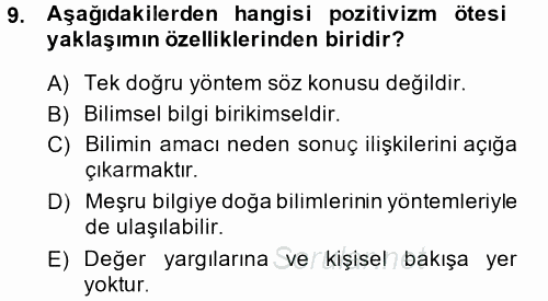 Çalışma Sosyolojisi 2014 - 2015 Tek Ders Sınavı 9.Soru