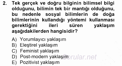 Sosyolojiye Giriş 2012 - 2013 Dönem Sonu Sınavı 2.Soru