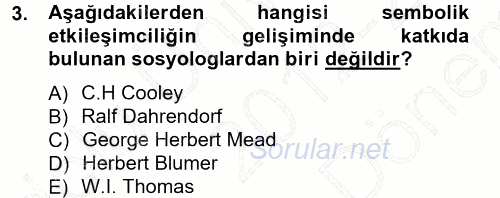 Sosyolojiye Giriş 2012 - 2013 Dönem Sonu Sınavı 3.Soru