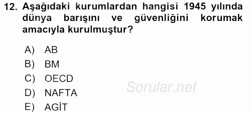 Kamu Özel Kesim Yapısı Ve İlişkileri 2017 - 2018 Dönem Sonu Sınavı 12.Soru