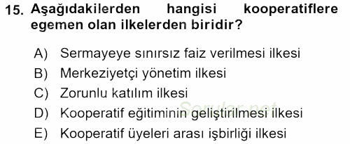 Kamu Özel Kesim Yapısı Ve İlişkileri 2017 - 2018 Dönem Sonu Sınavı 15.Soru