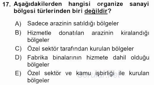 Kamu Özel Kesim Yapısı Ve İlişkileri 2017 - 2018 Dönem Sonu Sınavı 17.Soru