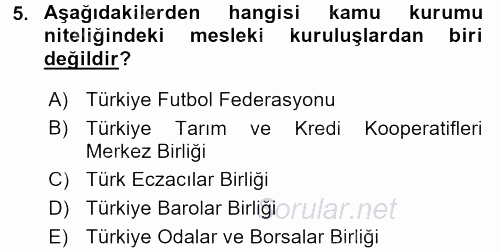 Kamu Özel Kesim Yapısı Ve İlişkileri 2017 - 2018 Dönem Sonu Sınavı 5.Soru