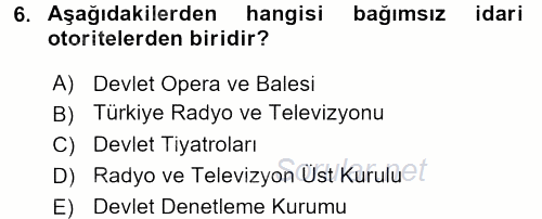 Kamu Özel Kesim Yapısı Ve İlişkileri 2017 - 2018 Dönem Sonu Sınavı 6.Soru