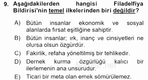 Kamu Özel Kesim Yapısı Ve İlişkileri 2017 - 2018 Dönem Sonu Sınavı 9.Soru