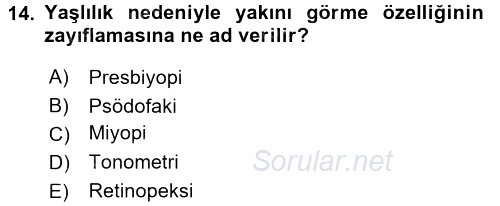 Tıbbi Terminoloji 2017 - 2018 3 Ders Sınavı 14.Soru