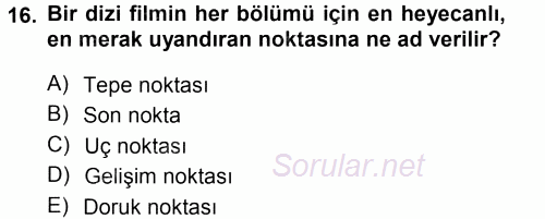 İletişim Ortamları Tasarımı 2014 - 2015 Tek Ders Sınavı 16.Soru