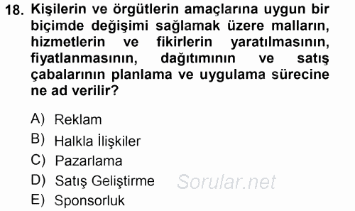 İletişim Ortamları Tasarımı 2014 - 2015 Tek Ders Sınavı 18.Soru