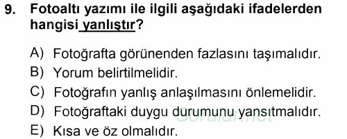 İletişim Ortamları Tasarımı 2014 - 2015 Tek Ders Sınavı 9.Soru